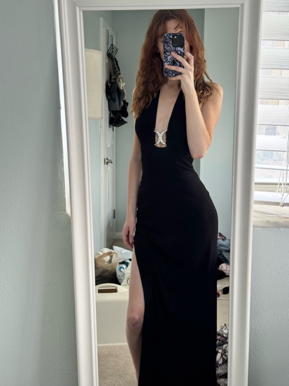 Cache Black Halter Gown with Front Accent